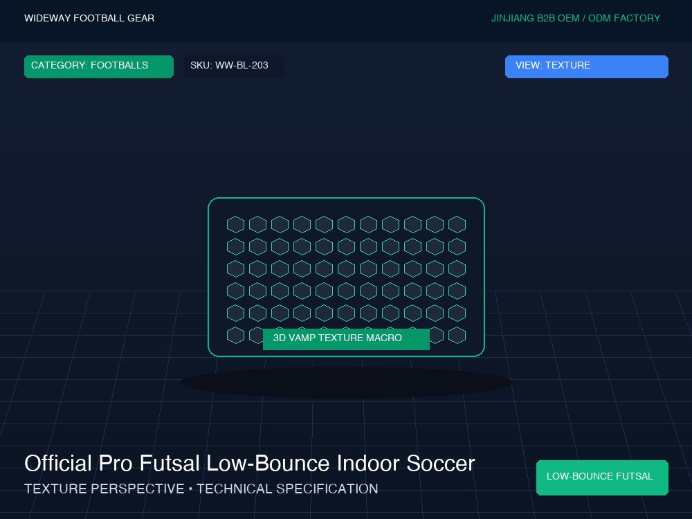 Official Pro Futsal Low-Bounce Indoor Soccer Ball - Macro Vamp Texture (Ball Grip Zone)