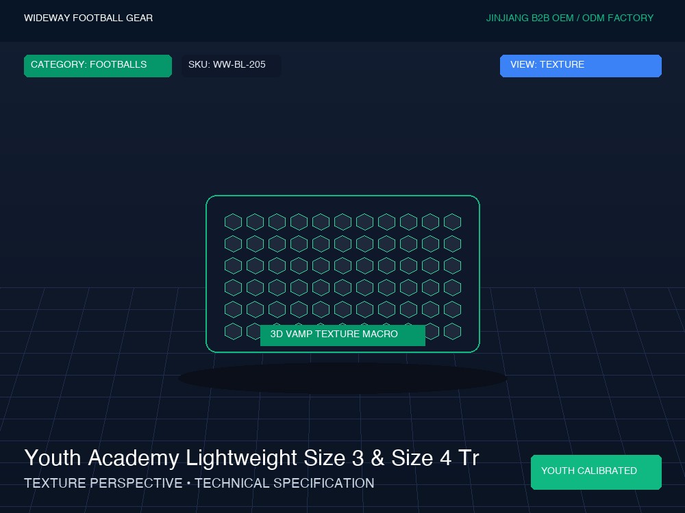 Youth Academy Lightweight Size 3 & Size 4 Training Football - Macro Vamp Texture (Ball Grip Zone)