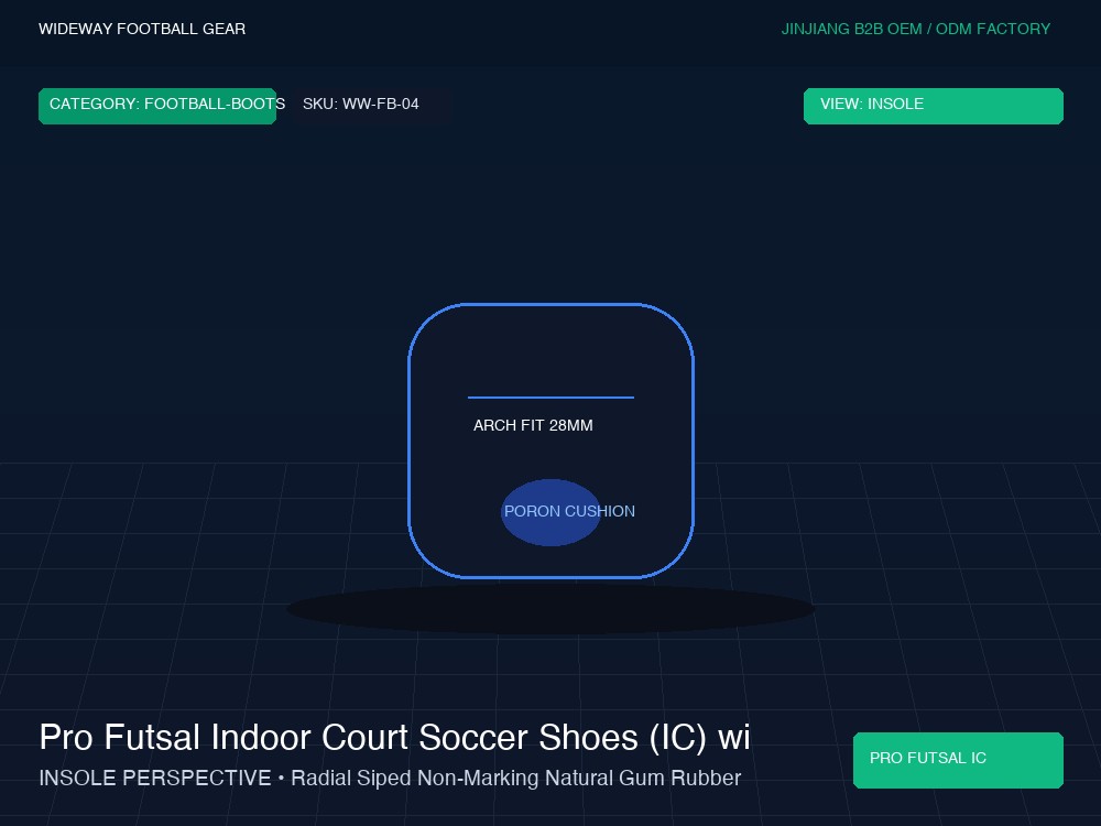 Pro Futsal Indoor Court Soccer Shoes (IC) with Suede Bumper - Insole Cushioning & Heel Counter