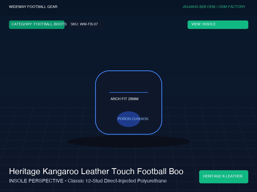 Heritage Kangaroo Leather Touch Football Boots with Fold-Over Tongue - Insole Cushioning & Heel Counter