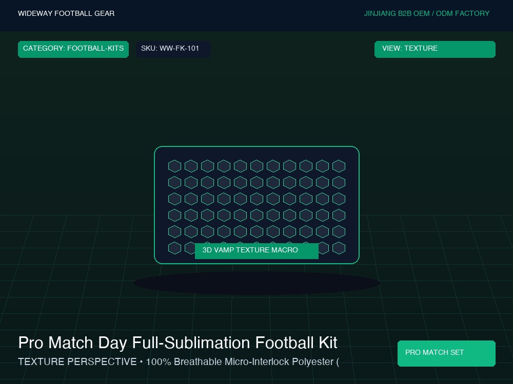 Pro Match Day Full-Sublimation Football Kit (Jersey & Shorts) - Macro Vamp Texture (Ball Grip Zone)