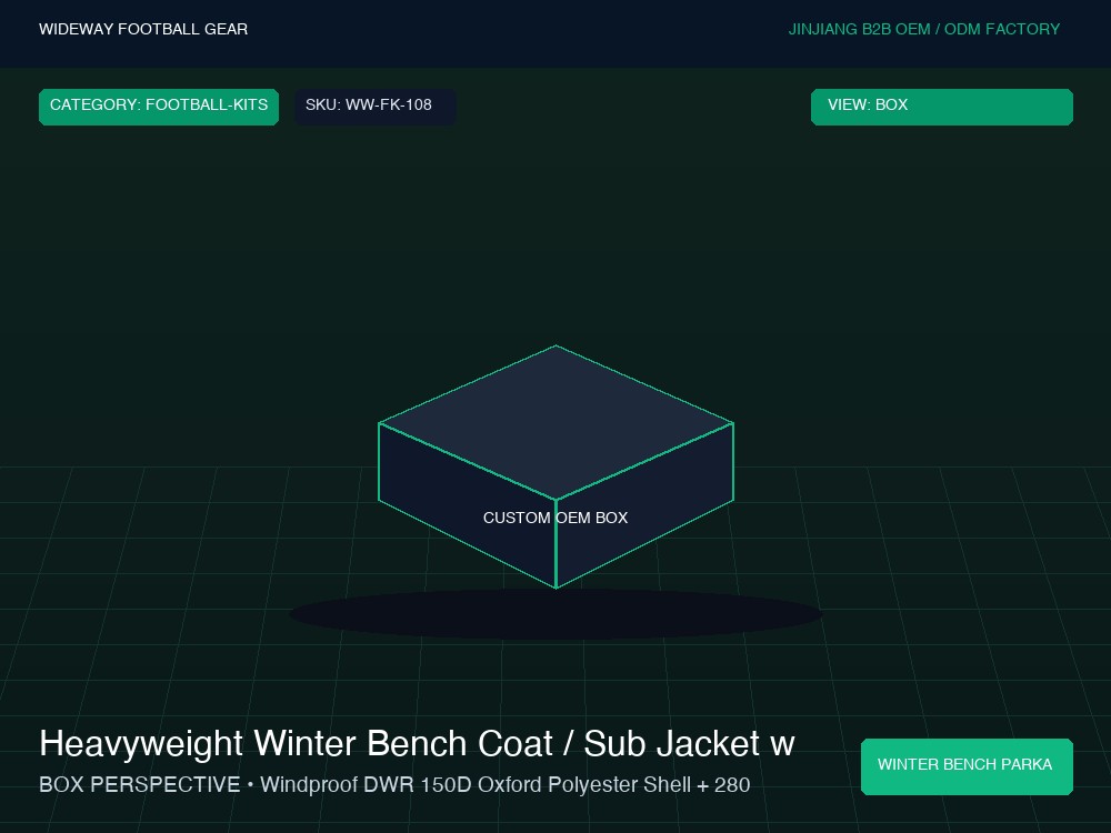 Heavyweight Winter Bench Coat / Sub Jacket with Storm Hood - Custom OEM Packaging Box & Label
