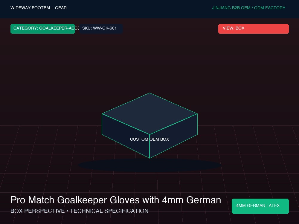 Pro Match Goalkeeper Gloves with 4mm German Contact Latex - Custom OEM Packaging Box & Label