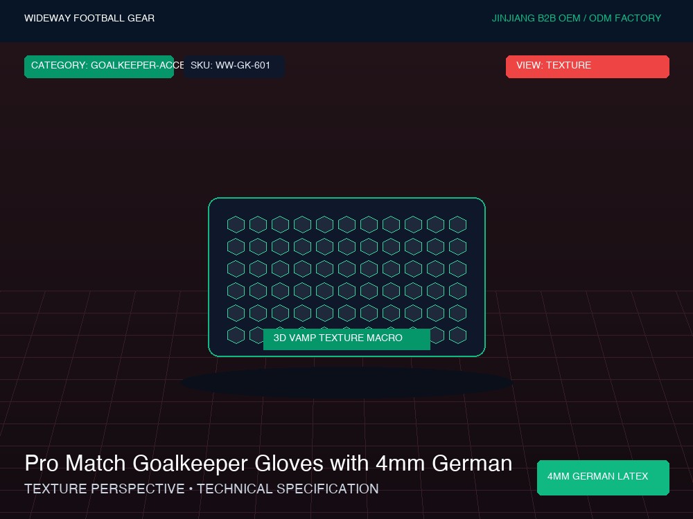 Pro Match Goalkeeper Gloves with 4mm German Contact Latex - Macro Vamp Texture (Ball Grip Zone)