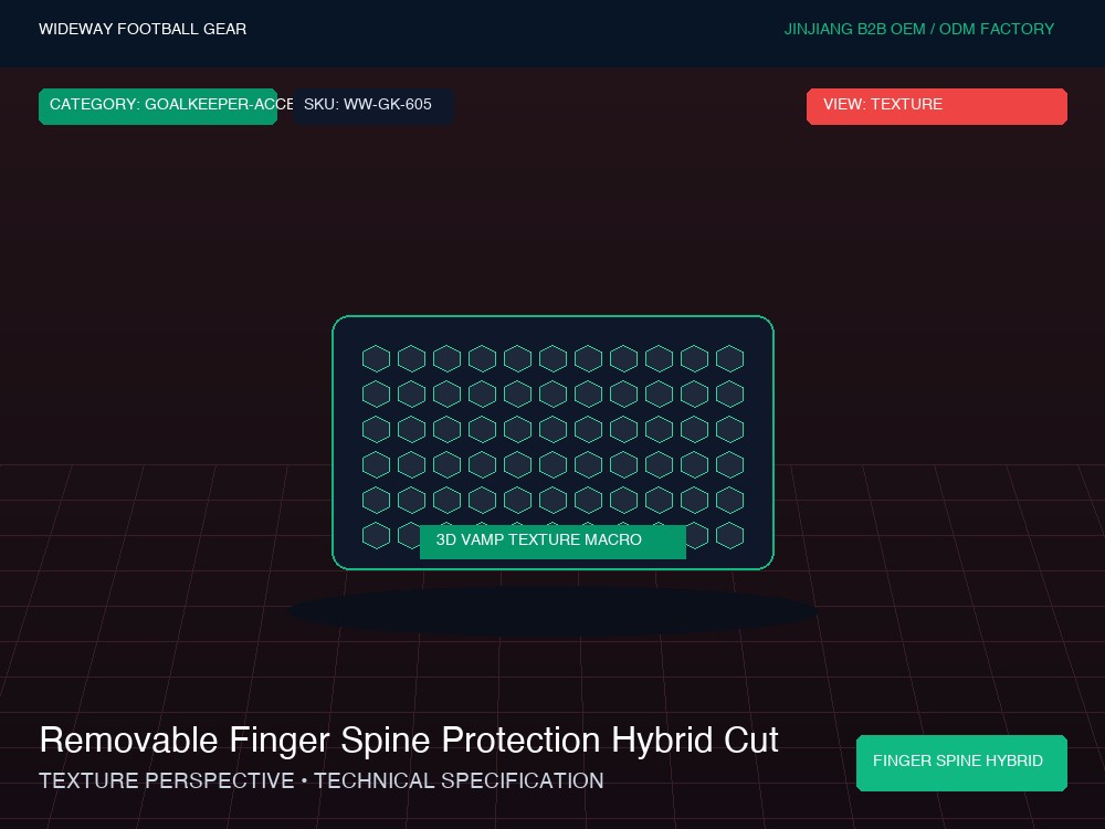 Removable Finger Spine Protection Hybrid Cut Goalkeeper Gloves - Macro Vamp Texture (Ball Grip Zone)