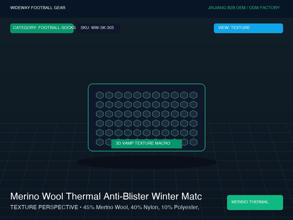 Merino Wool Thermal Anti-Blister Winter Match Socks - Macro Vamp Texture (Ball Grip Zone)